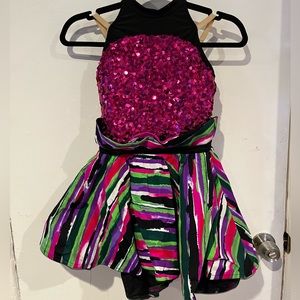 Girls magenta stripe dance costume